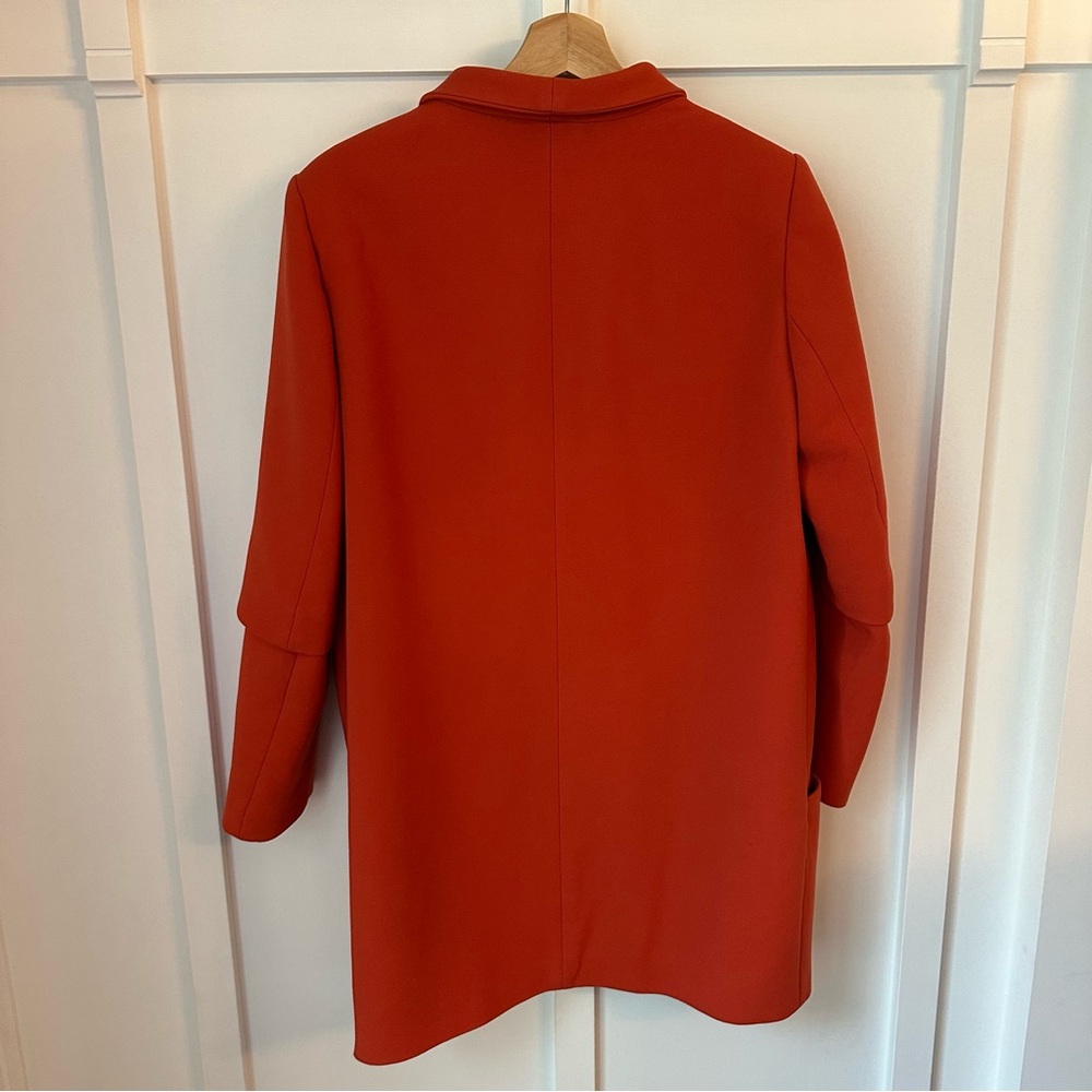 Zara Basic Blazer Jacket Long Zip-Up Orange Sz La… - image 6